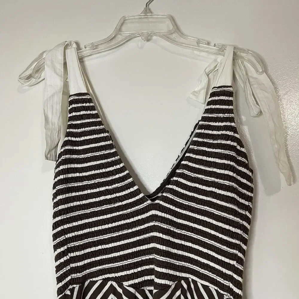 FREE PEOPLE x free-est Cecelia Midi Dress striped brown size Medium